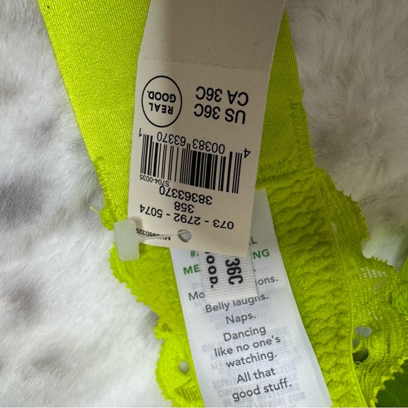 Aerie bandeau top tube strapless top bra lime πβπ© green neon lace floral bustier - Picture 5 of 9